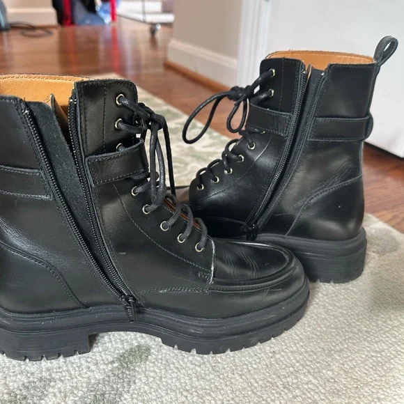 Sezane Black Lace-Up Boots with Gold Accent - Picture 8 of 9